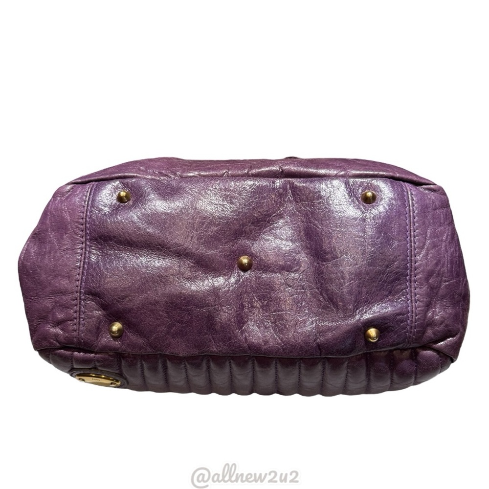 Chloe’ Bay Purple Quilted Satchel Brass Hdw Vint Handbag W/COA Multi-HOST Pick! - Picture 7 of 15